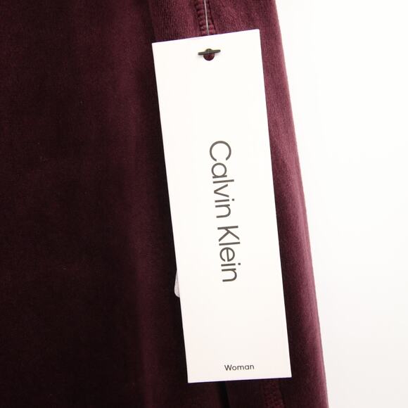 Calvin Klein Pants Burgundy Lounge Sweatpants Velvet Velour Wide Leg Casual 0X - Picture 7 of 11